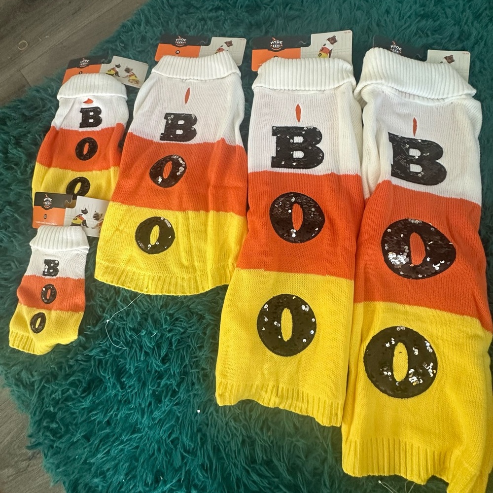 Festive Halloween 'Boo' Dog Socks - White, Orange, Yellow